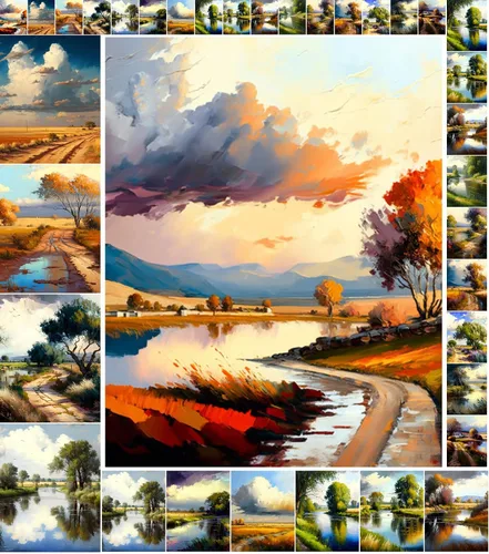 Miniatura 17 de Paquete de papel Decoupage (35 hojas de 6 x 8 pulgadas), hermosos paisajes serenos de cabañas y bosques en invierno, FLONZ - Tarjetas de ilustración