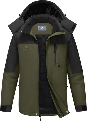 Miniatura 10 de CAMEL CROWN Chaqueta de Esquí de Invierno para Hombre Abrigos de Nieve de Montaña Impermeable Capucha Desmontable Resistente al Viento Chaquetas