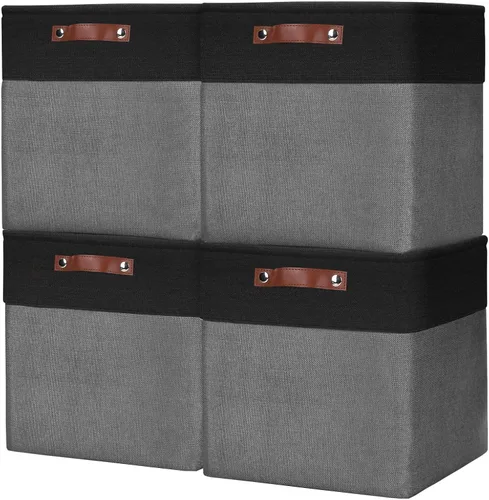 Miniatura 40 de Bagnizer 13x13 Cajas de almacenamiento cúbicas, caja de almacenamiento plegable de tela, paquete de 4 cestas de armario con asas para organizar