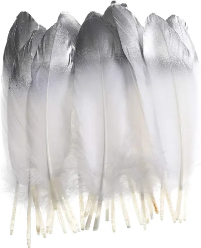 Miniatura 9 de 50 plumas de ganso bañadas en oro, coloridas plumas de ganso bañadas en plata, 6-8 pulgadas de longitud para manualidades, hogar, fiesta, boda