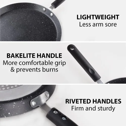 Miniatura 4 de AYNEFY Sartén antiadherente para crepes, revestimiento de granito, sartén plana para hornear huevos, sartén para tortillas, compatible con todas