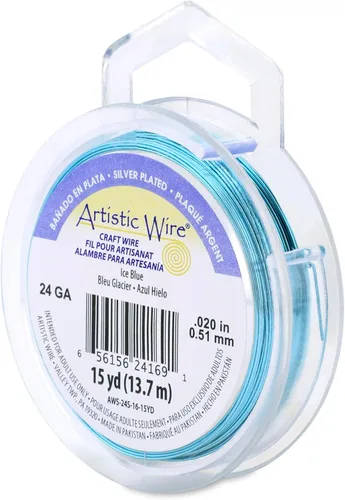 Miniatura 174 de Artistic Wire, alambre para manualidades de calibre 22 bañado en plata, resistente a las manchas, color cobre, blanco, 9,1 m