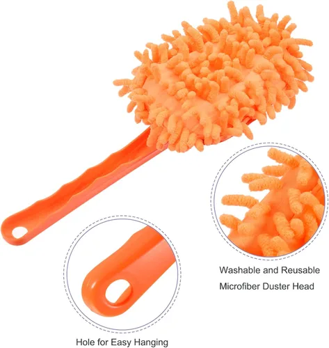 Miniatura 4 de MECCANIXITY Cepillo de limpieza lavable de chenilla de microfibra para computadora, teclado, ventana, muebles, hogar, cocina, oficina, naranja