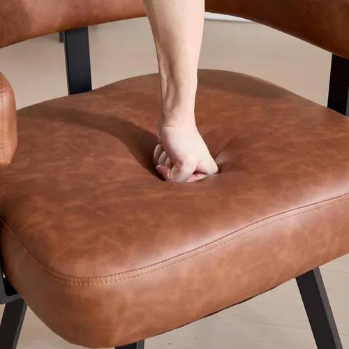 Miniatura 5 de DUOMAY Juego de 2 sillas de comedor de piel sintética, sillas de cocina curvadas con respaldo abierto con patas de metal, modernas sillas laterales