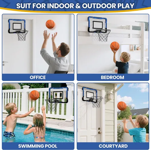 Miniatura 2 de QDRAGON Mini Basketball Hoop, Over The Door Indoor, with 3 Balls/Inflator/Breakaway Rim, Basketball Toy Gifts for Kids and Adults, Suit for