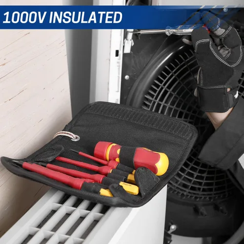 Miniatura 6 de Juego de destornilladores aislados de 1000 V con bolsa, 8 herramientas de reparación de destornilladores eléctricos, Phillips intercambiables/punta