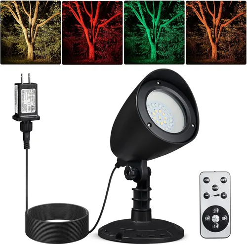 SURAIELEC Foco LED, Luces de Punto con Control Remoto para Exteriores, Iluminación Ascendente de Plantas de Interior con Base, Luz de Paisaje para
