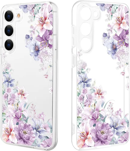 Miniatura 18 de Funda ultra transparente para Samsung Galaxy S23 con diseño de flores, TPU suave y delgado, patrón floral, transparente, funda protectora para niñas