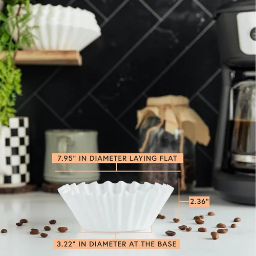 Miniatura 3 de Filtros de café de 8 a 12 tazas, 300 unidades, estilo cesta, papel blanco, filtro de café sin cloro, fabricado en los Estados Unidos
