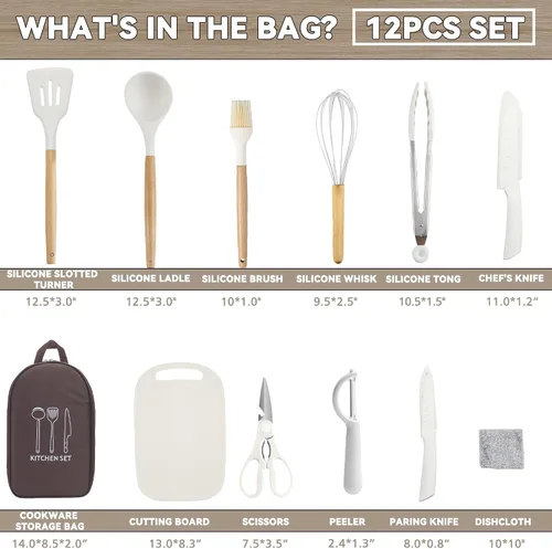 Miniatura 2 de Accesorios de camping, juego de utensilios de cocina, juego de utensilios de cocina portátiles para campamento al aire libre, equipo esencial