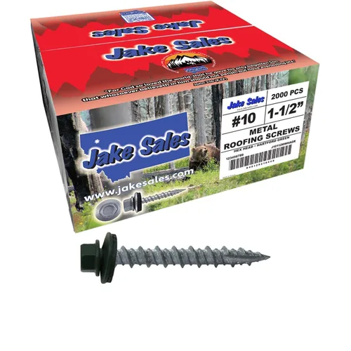 Miniatura 50 de 10 tornillos para techos de metal gris ABC de 1-1/2 pulgadas, cabezal de arandela hexagonal, arranque automático/roscado, arandela EPDM. 1 bolsa