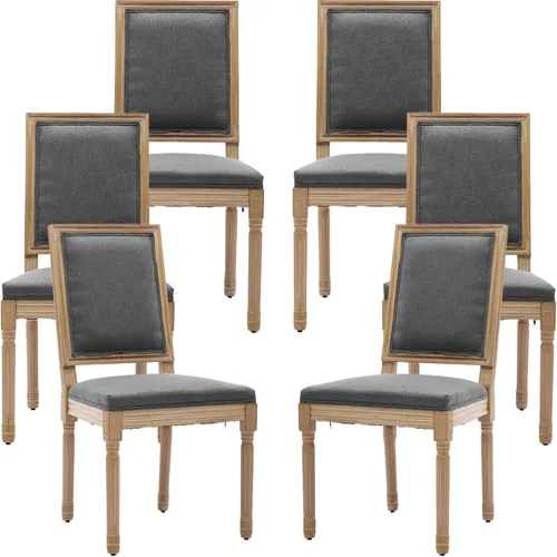 Miniatura 10 de Juego de 2 sillas de comedor de campo francés, sillas de comedor de madera de granja beige, silla de comedor con respaldo tejido con cojín tapizado