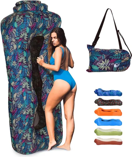 Tumbona inflable para adultos, sofá inflable ultraligero portátil, tumbona de playa inflable para camping, senderismo, festival, patio trasero, Azul