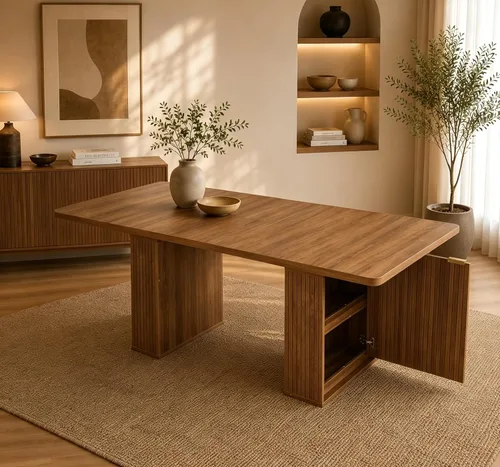 Miniatura 15 de Mesa de comedor extensible de 62.99 a 78.7 pulgadas para 6, 8 y 10, moderna mesa expandible de cocina de madera de granja, mesas de conferencias