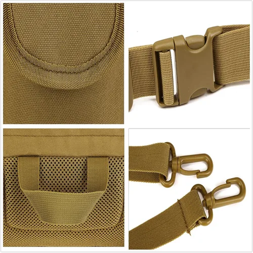 Miniatura 5 de Riñonera táctica con 2 bolsillos para botella de agua, riñoneras militares, impermeable, para caza, senderismo, correr, Negro -, Riñonera