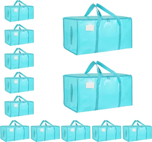Miniatura 29 de Paquete de 4 bolsas de mudanza extra grandes y resistentes, bolsas de almacenamiento impermeables con asas y cremalleras, plegables para dormitorio
