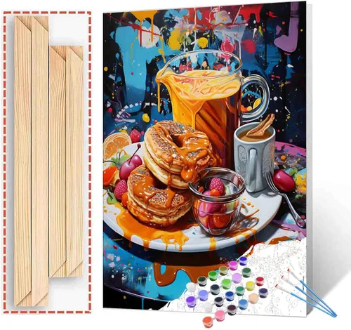 Miniatura 28 de Pintura de fiesta de vino tinto por números para adultos principiantes, vino vintage en vidrio, pintura por números, pintura acrílica, lienzo