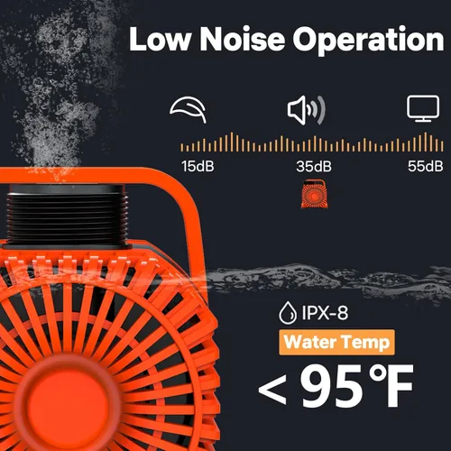 Miniatura 4 de DOKO Bomba de agua sumergible de 2600 GPH, bomba de estanque de alto flujo de 200 W con altura de elevación de 20 pies y cable de alimentación de 20