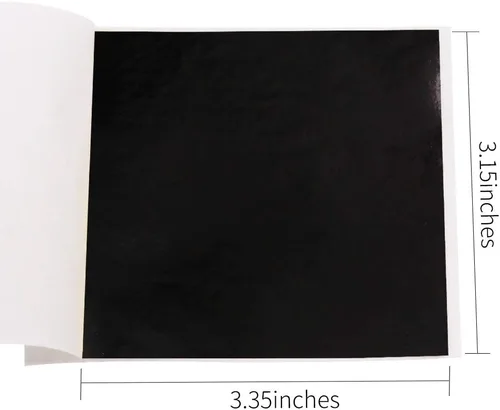 Miniatura 2 de KINNO Hojas de hojas de oro negro, 3.1 in, lámina dorada negra para pinturas, manualidades, decoración de uñas, muebles, decoración del hogar, 100