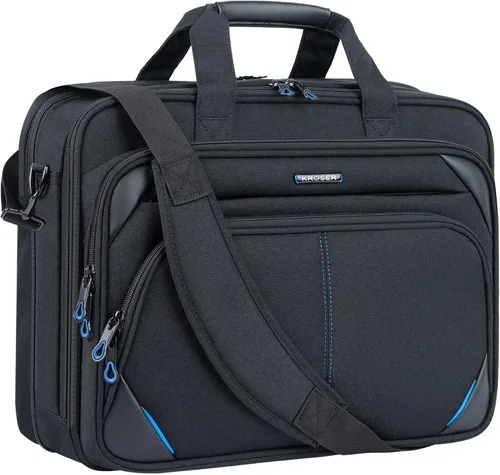 KROSER - Bolso para laptop de 15,6 pulgadas, maletín con bandolera, bolsa de ordenador repelente al agua, funda para tableta duradera con bolsillos
