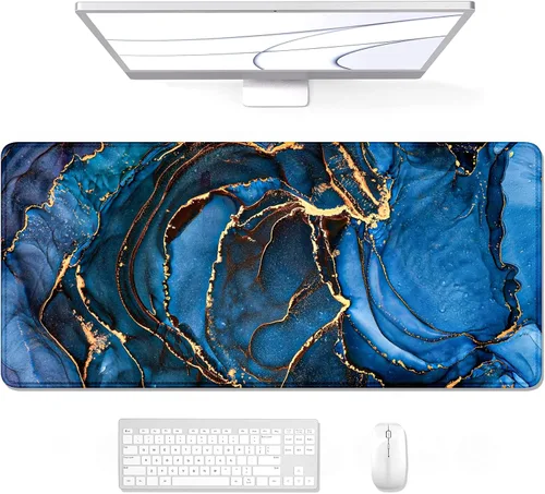 Miniatura 38 de Auhoahsil Alfombrilla grande para mouse, tamaño XXL, extendida de 35 x 15 pulgadas, base de goma antideslizante, bordes cosidos, superficie 03