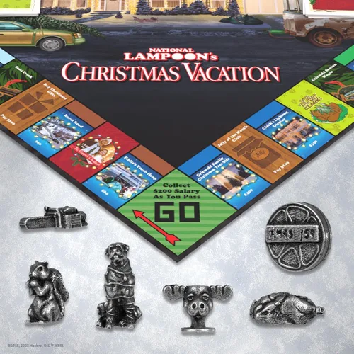 Miniatura 6 de Monopoly Vacaciones de Navidad de National Lampoons, con fichas temáticas de ardilla, taza de ponche de huevo, motosierra y más, 2-6 jugadores