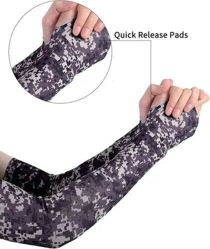 Miniatura 2 de Boao 10 pares de mangas de protección solar UV para brazos, refrescantes, antideslizantes, para tatuajes, con agujeros para el pulgar, para hombres