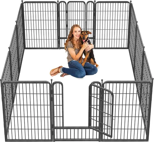 Miniatura 24 de Corralito para perros de 40 pulgadas, 32 paneles, para interiores y exteriores, para perros grandes, medianos y pequeños, valla de metal resistente