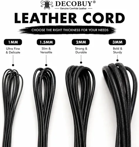 Miniatura 4 de Cordón de cuero redondo de 1 mm, cuerda de 27 yardas para hacer joyas, pulseras, collares, trenzado Kumihimo, envolturas, manualidades, pasatiempos