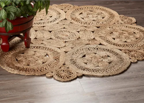 Miniatura 27 de LR Home - Alfombra ovalada de yute natural de 5 x 7 pies para decoración del hogar, alfombras trenzadas para sala de estar, dormitorio, sala