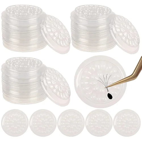 Miniatura 8 de 100 soportes para pegamento de pestañas postizas, bandejas de pestañas para extensiones, almohadillas de plástico desechables para paletas de Rosa