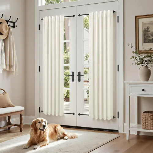 Miniatura 77 de Pitalk Cortinas cortas 100% opacas de lino para cafetería, 40 pulgadas de largo, 2 paneles, cortinas de puerta francesa para ventana, cortina