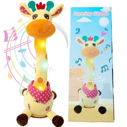 Miniatura 7 de Sonajero musical de jirafa amarilla brillante para bebé, mordedor iluminado y masticable sensorial, goma suave sin BPA, baby shower y regalo