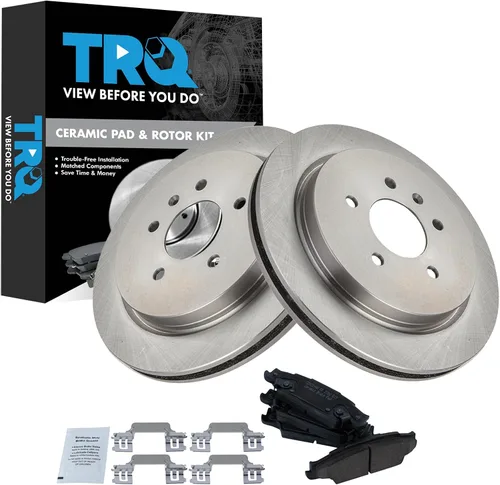 Miniatura 20 de TRQ Kit de rotor de freno trasero y pastillas de cerámica Posi premium compatible con camioneta Chevy GMC