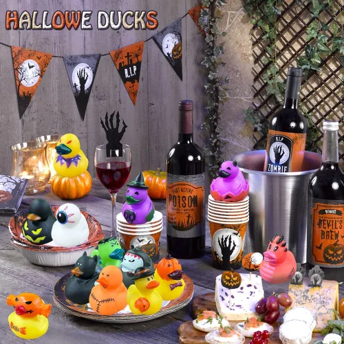 Miniatura 3 de 30 patos de goma de Halloween, juguetes de baño surtidos (2 pulgadas) para niños, bolsas de truco o trato, patos de goma para Jeep Ducking, bolsas