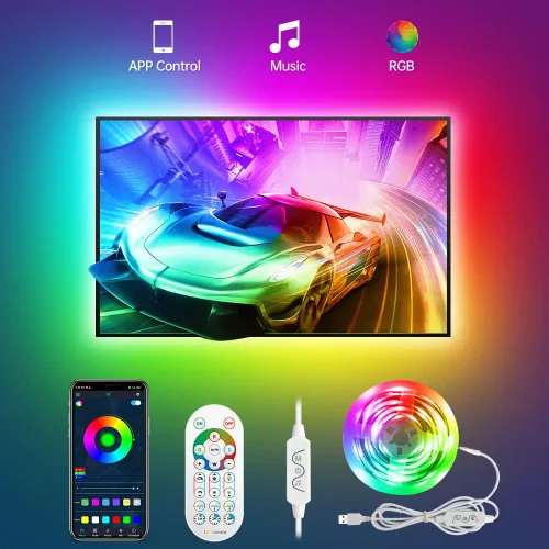 Miniatura 9 de Daymeet Retroiluminación LED para TV, 9.8 pies para TV detrás de TV de 32-60 pulgadas, luces LED para monitor, retroiluminación RGB, tira de luz