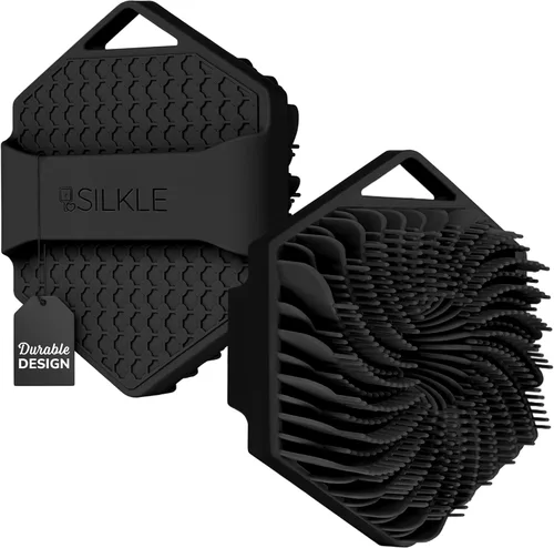 SILKLE Exfoliante corporal de silicona, exfoliante suave para cuerpo y baño, cepillo de ducha de silicona y alternativa a lufa, cepillo corporal de
