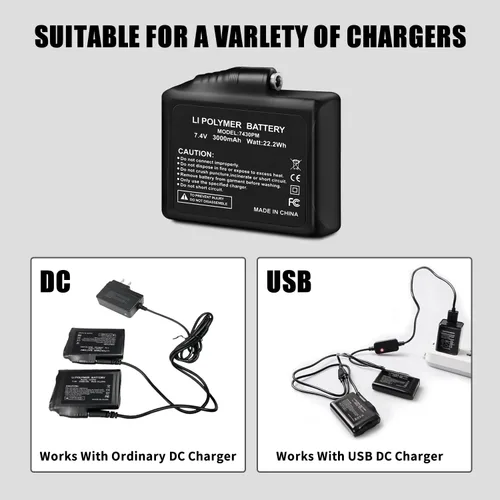 Miniatura 6 de Baterías recargables de polímero de litio de 7.4 V 3000 mAh para guantes calentados con batería, 2 baterías de polímero de litio para calcetines