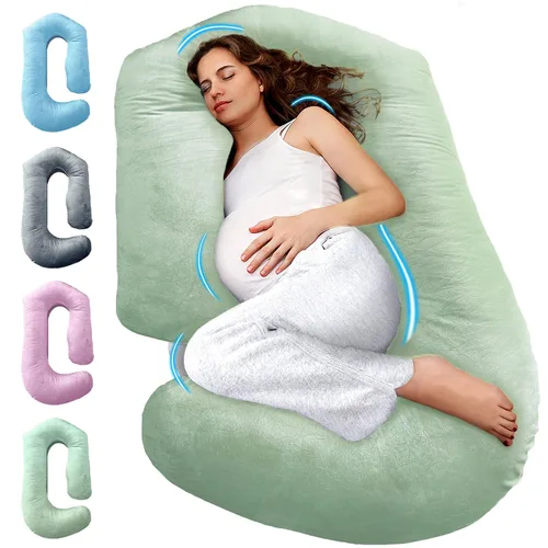 Miniatura 17 de PILLANI Almohadas de embarazo para dormir - Almohada de cuerpo completo en forma de V C U con funda extraíble, almohada de maternidad refrescante