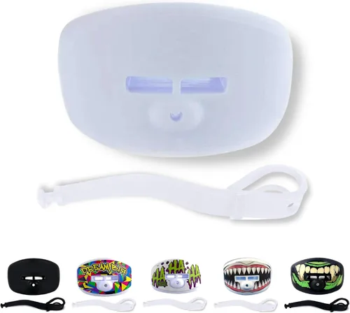 Miniatura 17 de DAMAGE CONTROL Protector Bucal Pacifier – Protector bucal de fútbol americano con correa para casco, protege los dientes, la mandíbula y la boca