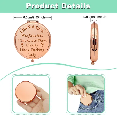 Miniatura 4 de Regalos divertidos para mujeres, espejo de maquillaje compacto para hija, amigas, hermana, regalos divertidos de amistad para mujeres, regalo