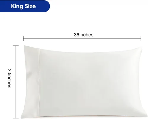 Miniatura 7 de Paquete de 2 fundas de almohada refrescantes de eucalipto Tencel tamaño King, color blanco nieve, absorben la humedad para sudores nocturnos, secado