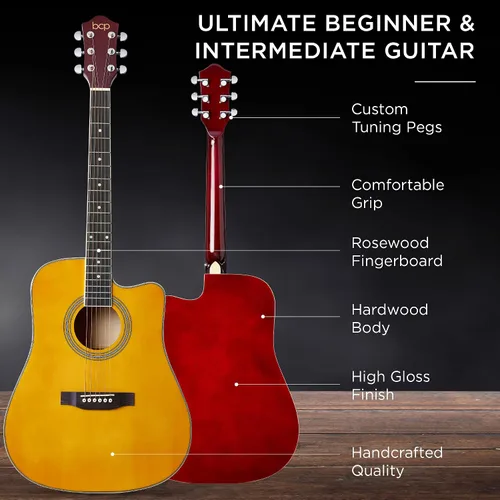 Miniatura 4 de Best Choice Products Guitarra Acústica para Principiantes de 41 Pulgadas, Tamaño Completo, Toda de Madera con Cutaway, Juego de Inicio con Funda