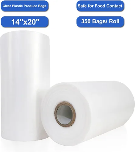Miniatura 2 de LabelMore Bolsas de plástico de 14 x 20 pulgadas en rollo, transparentes, bolsas de almacenamiento de alimentos para pan, verduras, frutas y carne