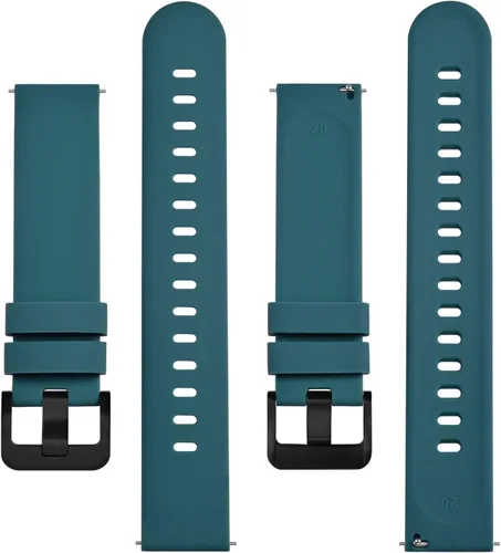 Miniatura 49 de BISONSTRAP Correas de reloj de silicona, correas de reloj delgadas con liberación rápida, 0.787 in, negro con hebilla negra