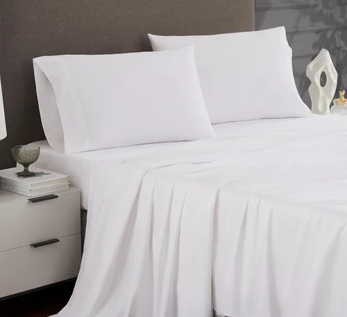 Miniatura 3 de Linen Closet Juego de sábanas de 1200 hilos mezcla de algodón tamaño King de 4 piezas, ultra suave sedoso satén, absorbente de humedad, resistente a