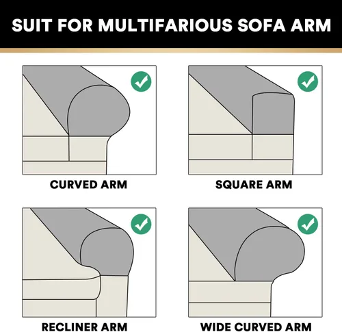Miniatura 5 de PrinceDeco 4 Pack Thick Velvet Stretch Armrest Covers for Chairs and Sofas - Non Slip, Brown