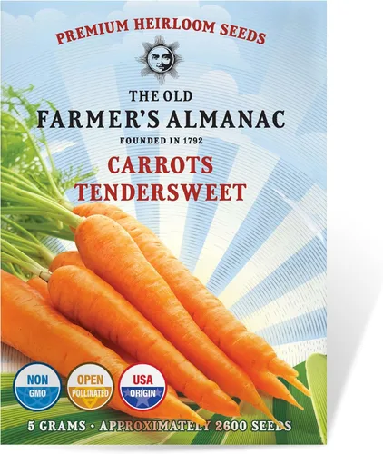 The Old Farmer's Almanac Semillas de Zanahoria Tradicional (Tendersweet) - Aproximadamente 2600 Semillas - Sin OMG, Polinización Abierta