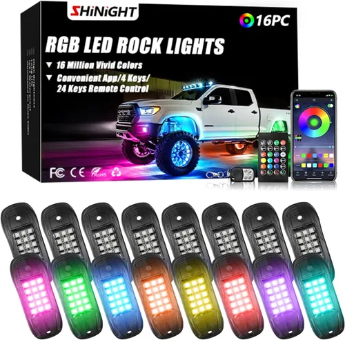 Miniatura 9 de SHINIGHT Luces LED de roca para camiones, kit de 6 cápsulas de luces para Jeep, kit de iluminación exterior con control de aplicación, modo