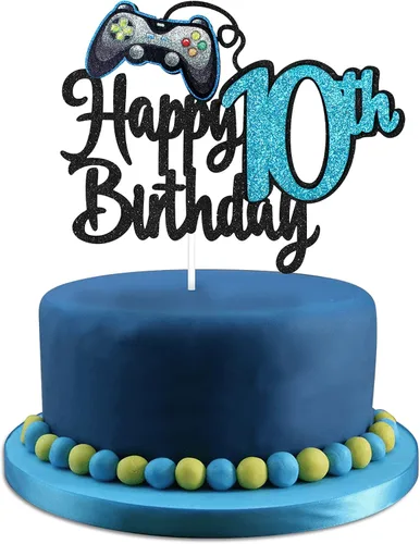 Miniatura 9 de Decoración de pastel de feliz cumpleaños 8 para videojuegos, fiesta de cumpleaños de 8 años, suministros de pastel azul, juego en nivel, decoración